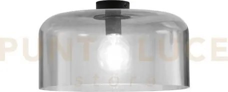 Plafoniera gibus fume' 1 luce attacco e27 40x40x23cm in vetro soffiato