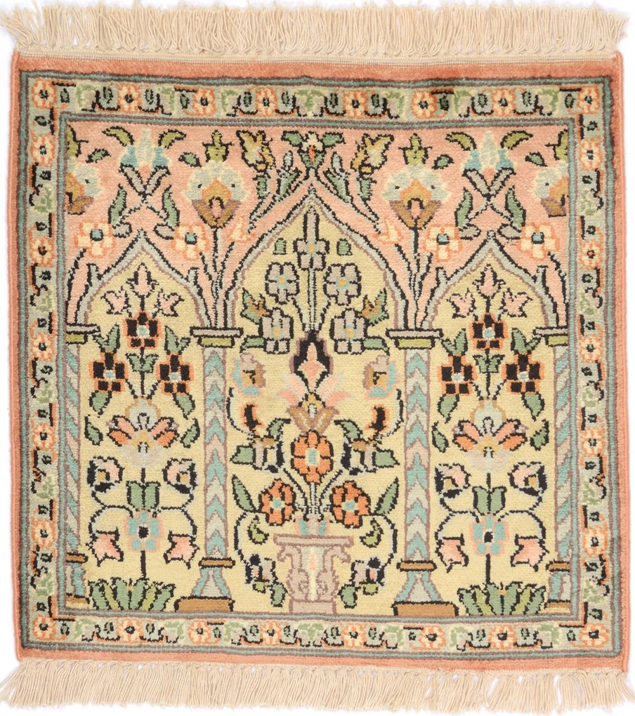 Cashmere Silk Tappeto orientale 50x50 Beige (Indian) Annodato A Mano