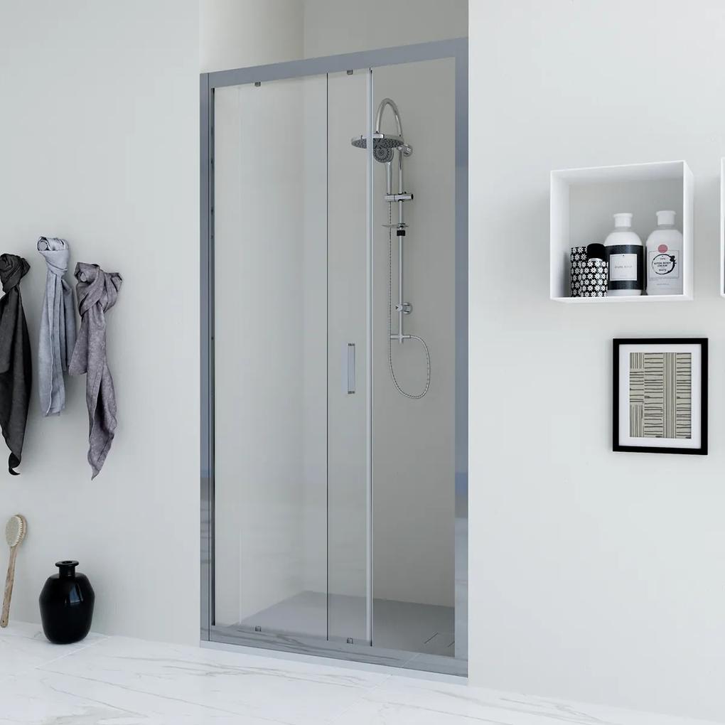 Porta doccia scorrevole 100 cm trasparente Faggio