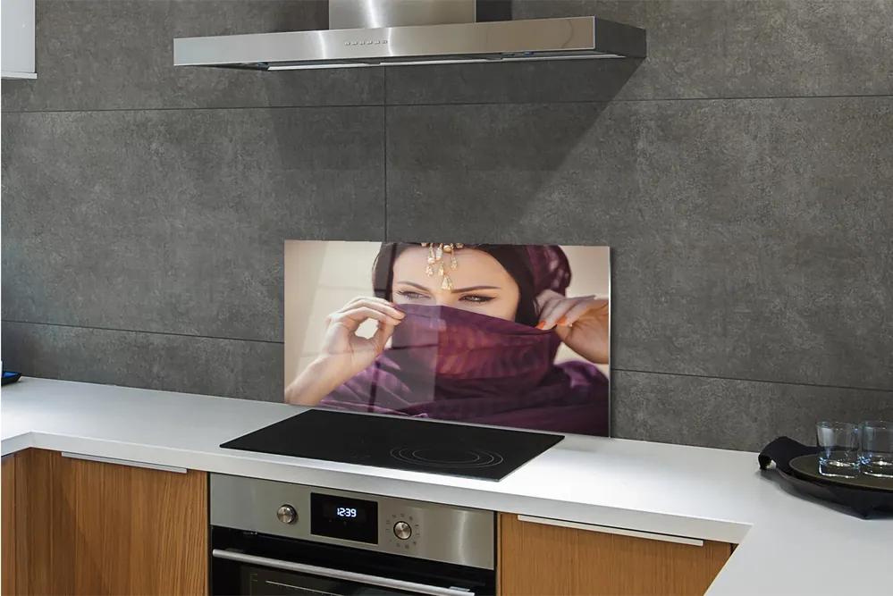 Pannello rivestimento cucina Tessuto donna viola 100x50 cm