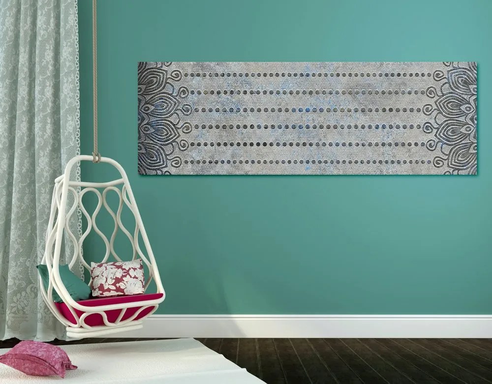 Quadro su tela – Mandala su sfondo grigio