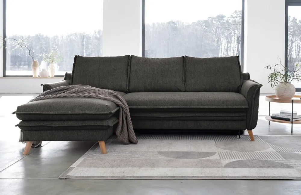 Divano letto angolare grigio scuro (angolo sinistro) Charming Charlie - Miuform