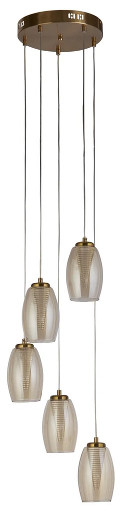 Lampadario Contemporaneo Ciclon Acciaio Bronzo Vetro Led 5,4W 3000K