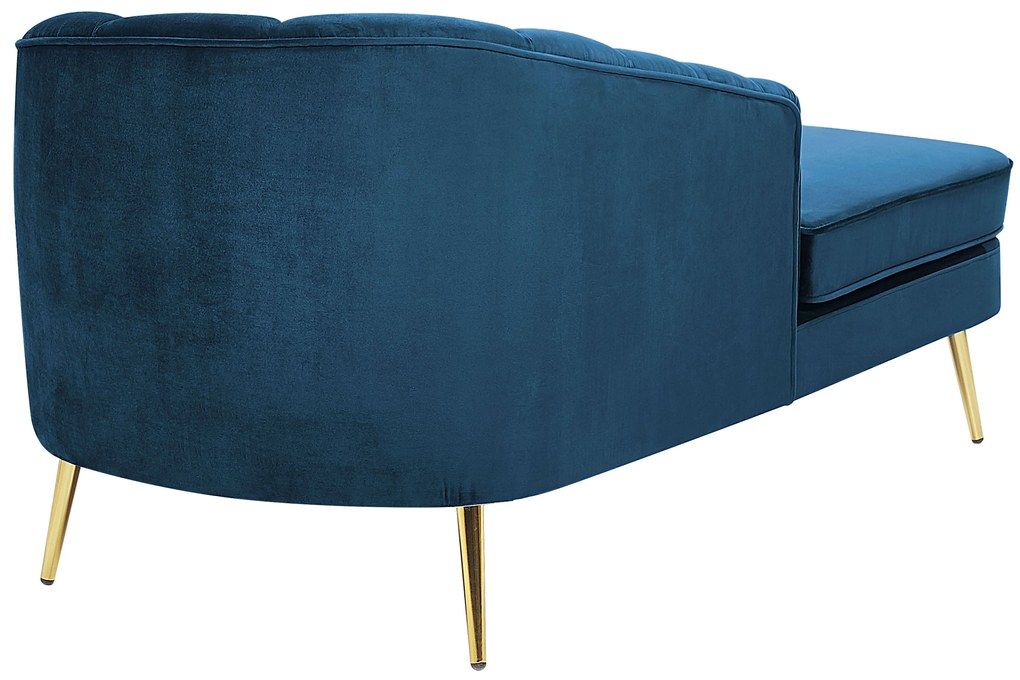 Chaise longue velluto blu marino destra ALLIER Beliani