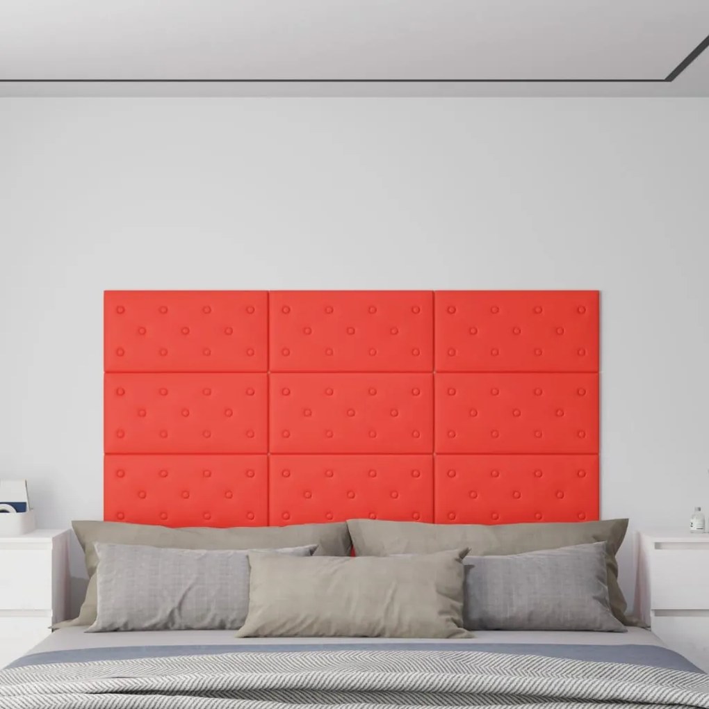 Pannelli Murali 12 Pz Rossi 60x30 Cm Similpelle 2,16 M² /