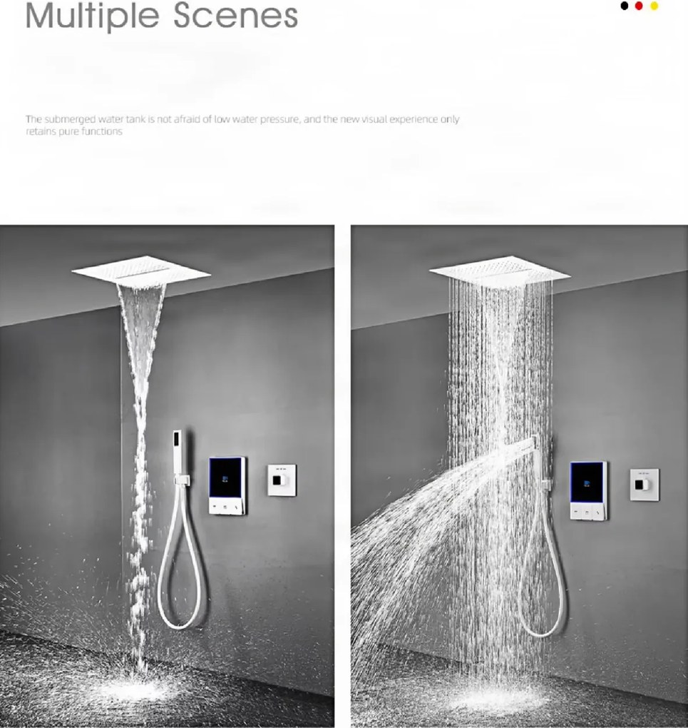 Sistema doccia a incasso ELITE EDITION BCS1721 termostatico, multigetto e a cascata in più finiture — Bianco — A soffitto
