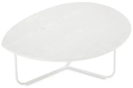Tavolino sagomato con piano in legno Bianco Frassino e base in metallo OYA