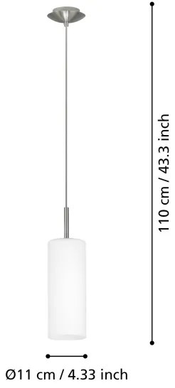 EGLO 85977 - Lampadario a sospensione con filo TROY 3 1xE27/60W bianco