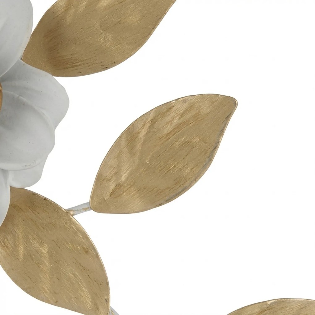 Plafoniera Arte Povera Cesto Metallo Bianco E Oro 5 Luci E14