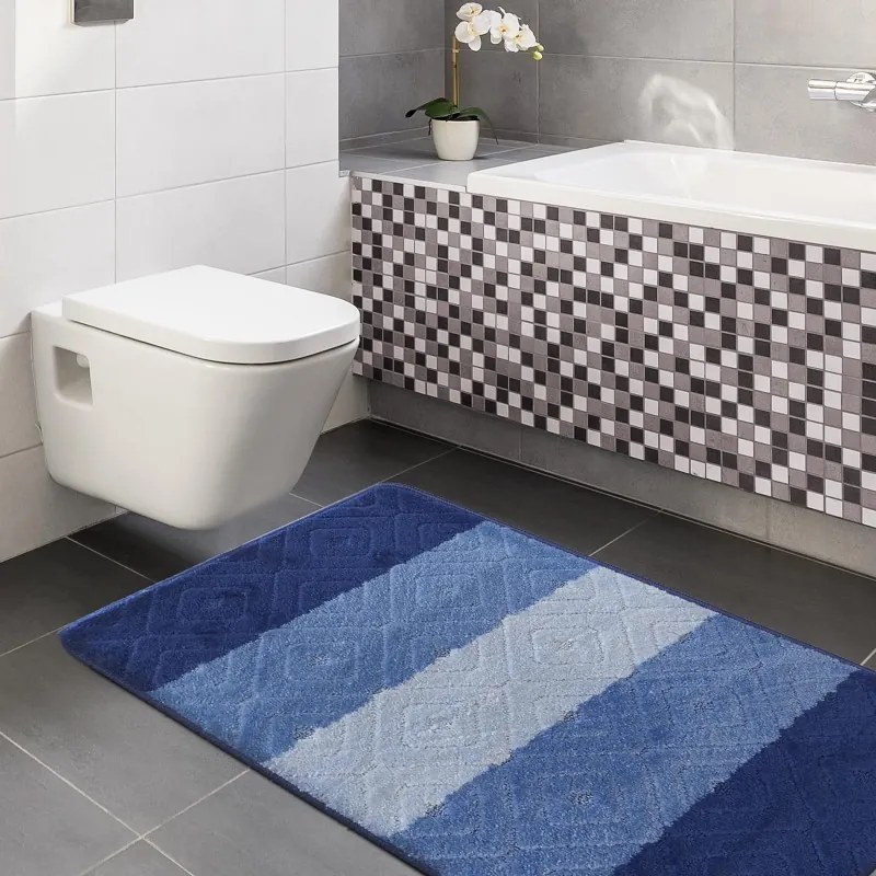 Set da bagno di due tappetini di colore blu Larghezza: 50 cm | Lunghezza: 80 cm