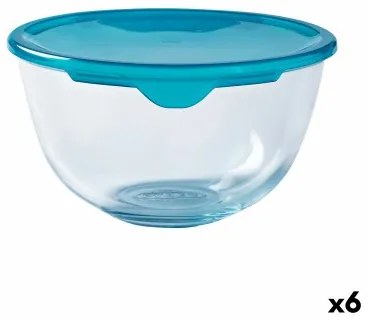 Porta Pranzo Rotondo con Coperchio Pyrex Cook  Store Azzurro 15 x 15 x 8 cm 500 ml Silicone Vetro (6 Unità)