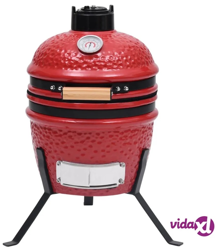 vidaXL Barbecue Affumicatore 2 in 1 Kamado in Ceramica 56 cm Rosso