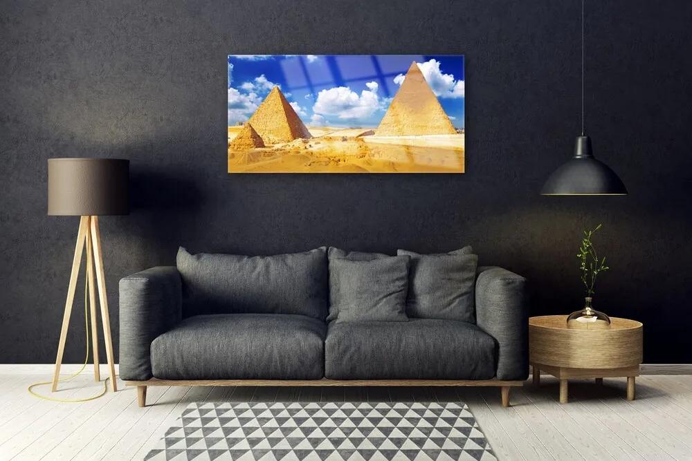 Quadro in vetro acrilico Paesaggio delle piramidi del deserto 100x50 cm