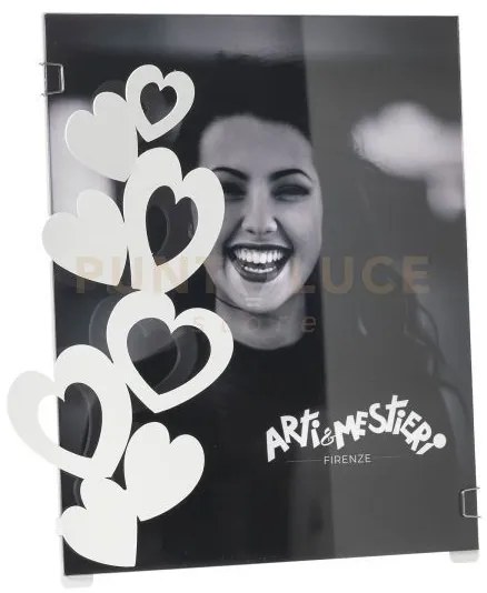 Portafoto di design "cuori" grande bianco