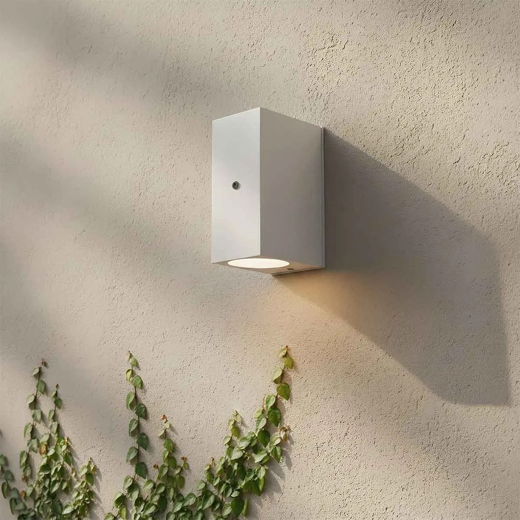 Applique Rettangolare 2xGU10 con Sensore Crepuscolare IP65 - Bianco