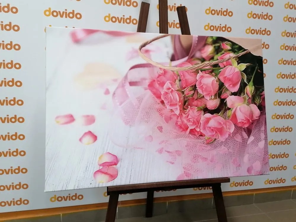 Quadro su tela – Bouquet di rose rosa