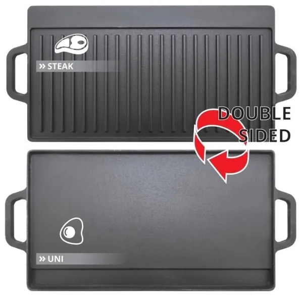 Piastra grill a doppia faccia 50x23 cm