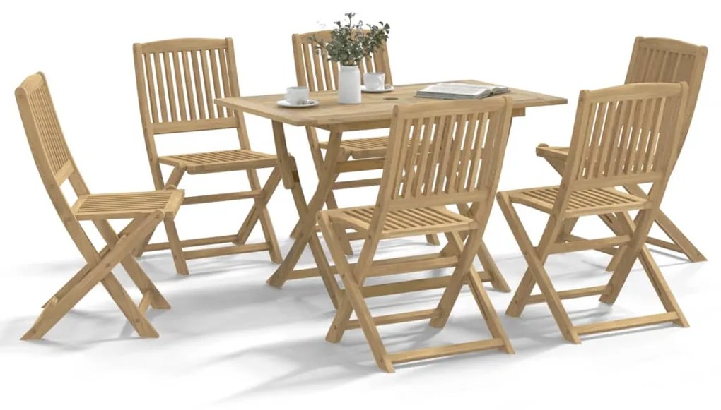 Set da pranzo da giardino 7 pz in legno massello di acacia