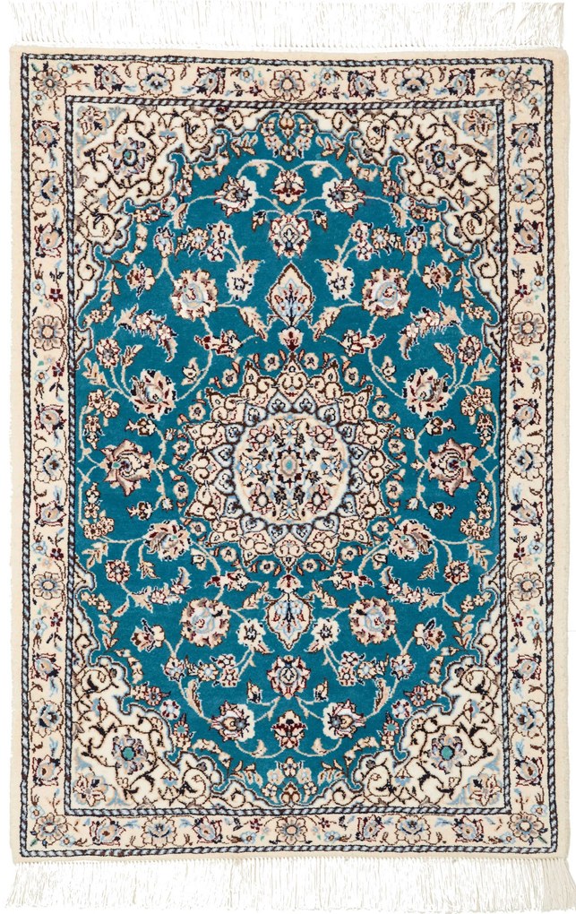 Nain Tappeto persiano 60 x 90 Verde (Iran) Annodato A Mano