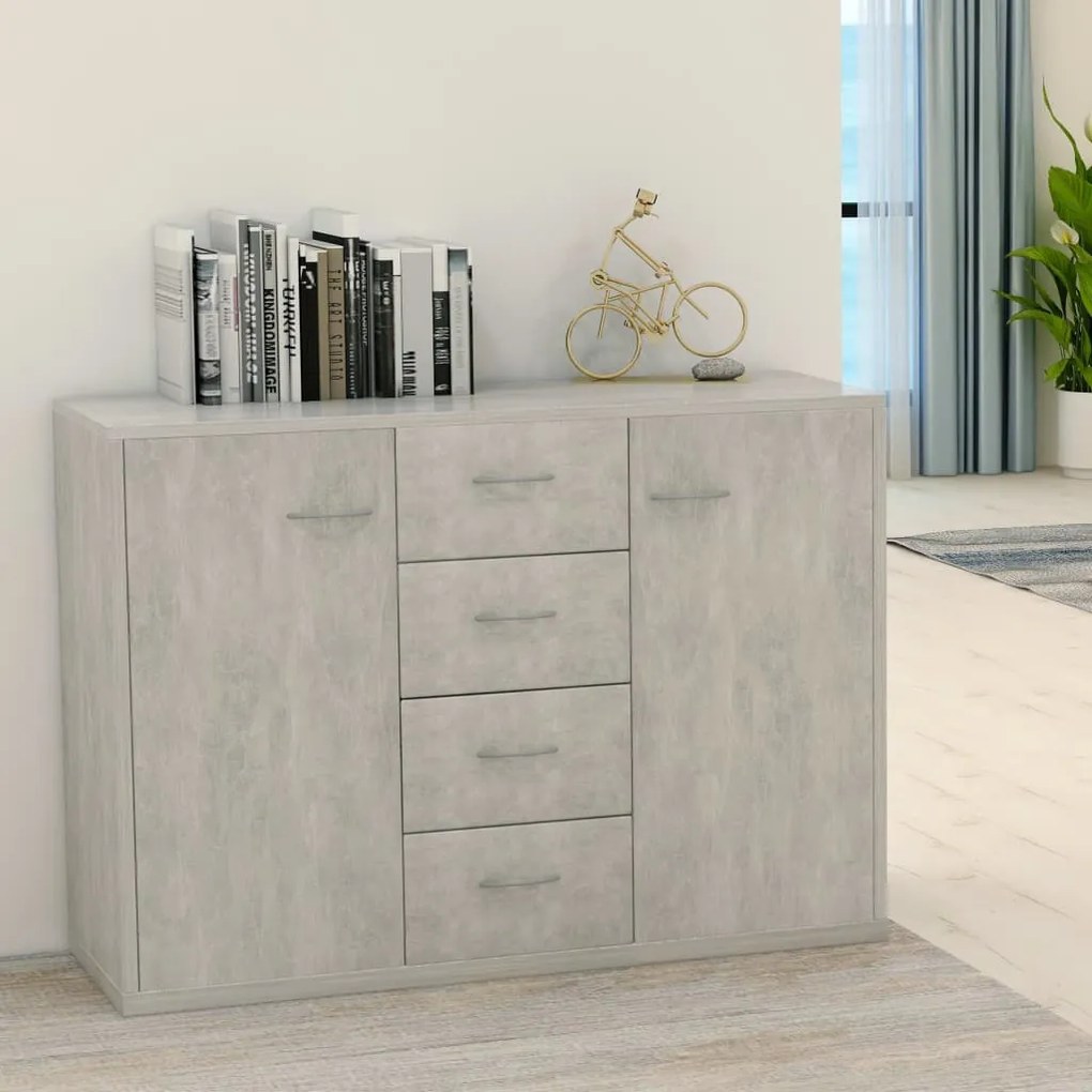 Credenza grigio cemento 88x30x65 cm in truciolato