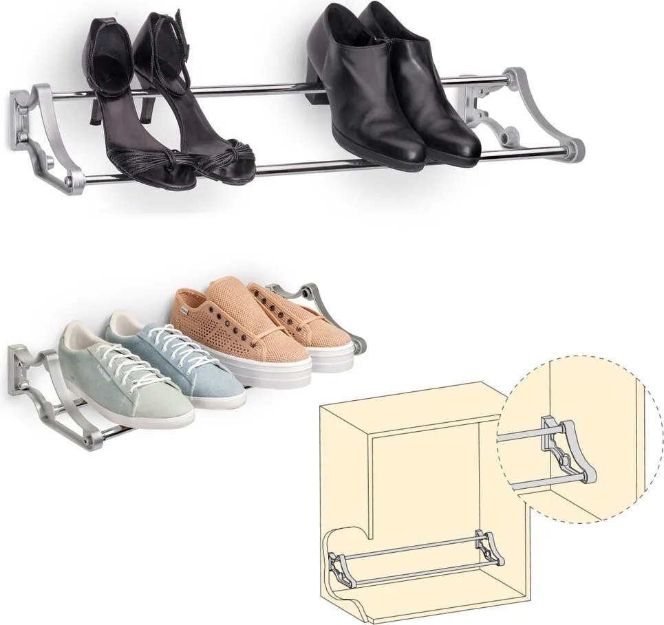 Porta Scarpe Self per Interno Armadio Imballo 1 Pezzo Verniciato Alluminio Acciaio e Emuca...