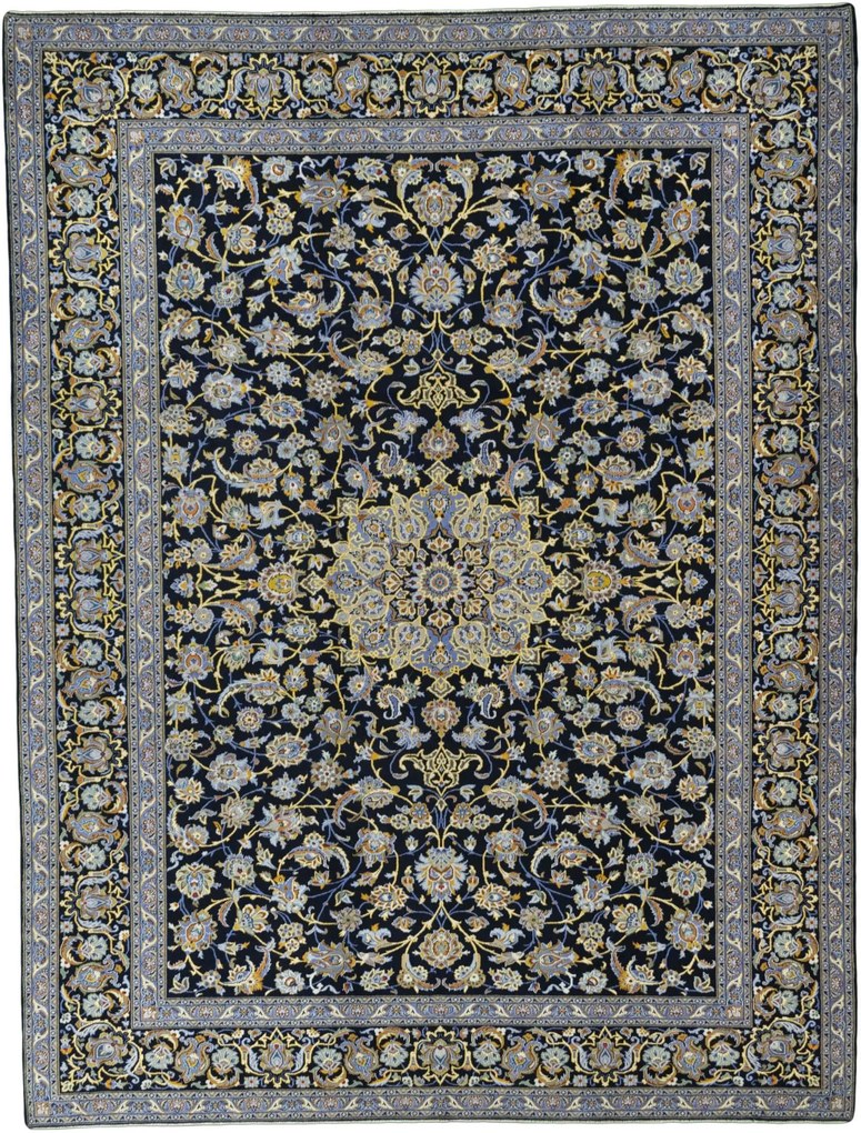 Kashan Tappeto persiano 330x430 Blu (Iran) Annodato A Mano
