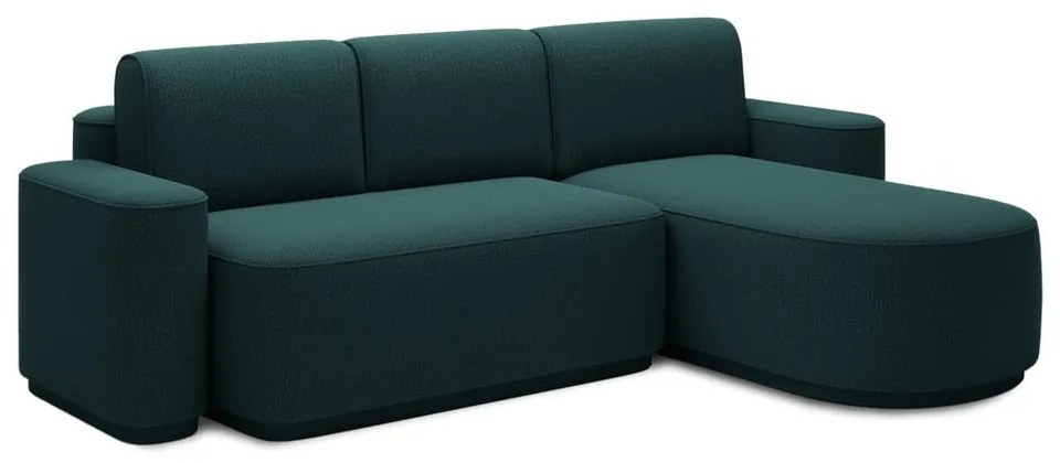 Divano angolare verde allungabile/con contenitore (con penisola a destra/con chaise lounge) e rivestimento in ciniglia Aurumm – ELTAP