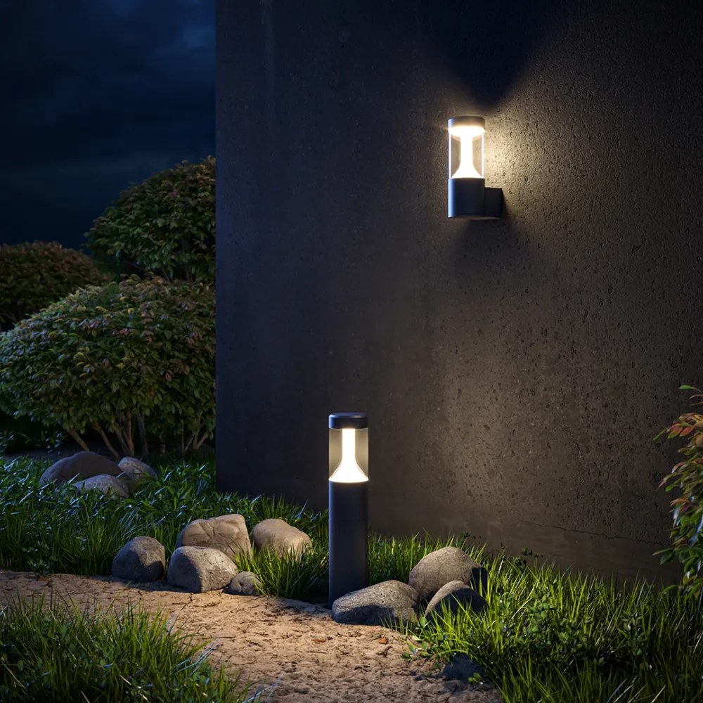 Lampada Da Terra Moderna Per Esterno Alluminio Nero Luce 8W Ip54