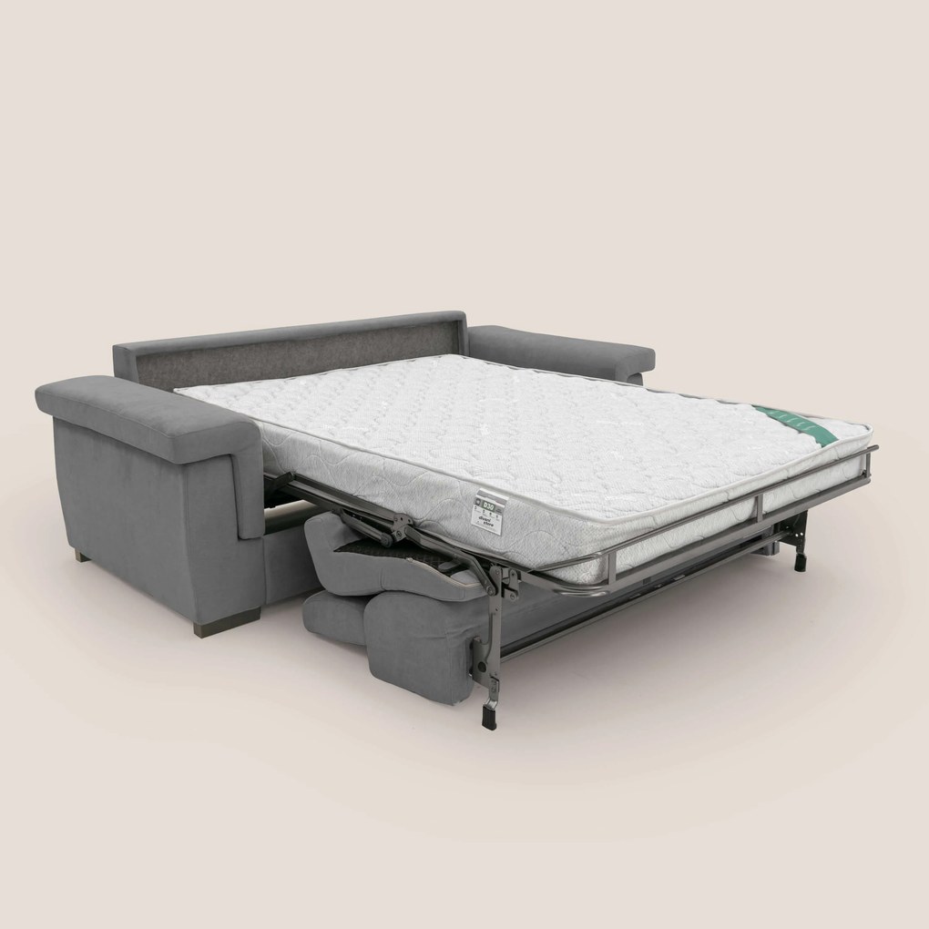 Bjorn divano letto sfoderabile con materasso H18 cm e poggiatesta reclinabili in tessuto impermeabile T02 grigio