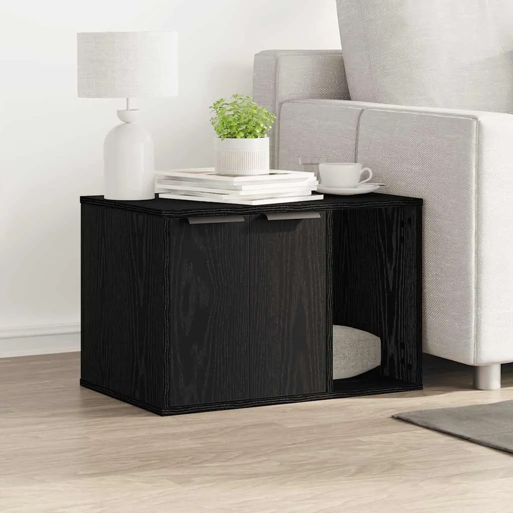 Recinto Lettiera Gatti Rovere Nero 60x40x40 Cm İn Truciolato /