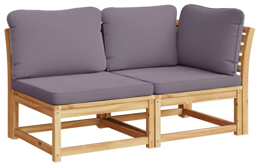 Set salotto da giardino 11 pz con cuscini legno massello acacia