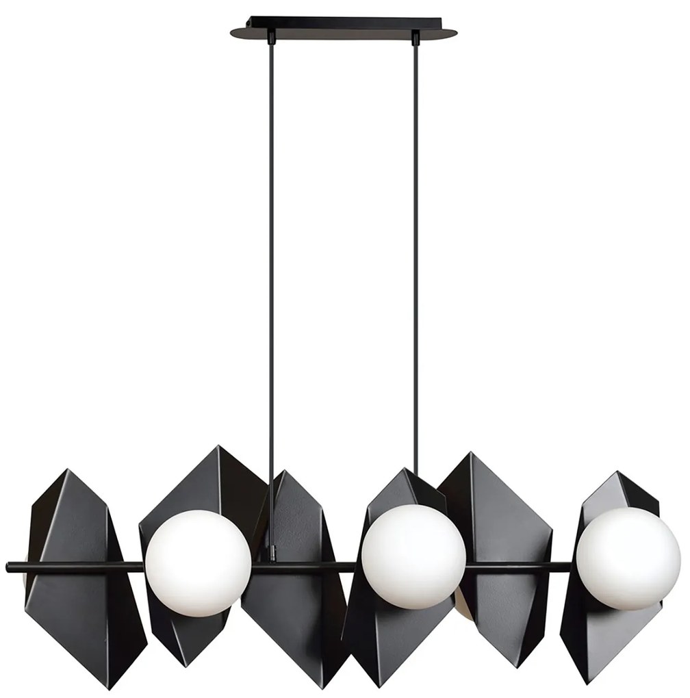 Lampadario Minimal Parvati Acciaio Nero 6 Luci E14 Ip20