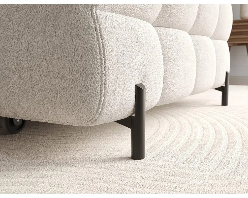 Divano angolare color crema allungabile/con contenitore (con penisola a sinistra/con chaise lounge) con rivestimento in bouclé Felro – ELTAP