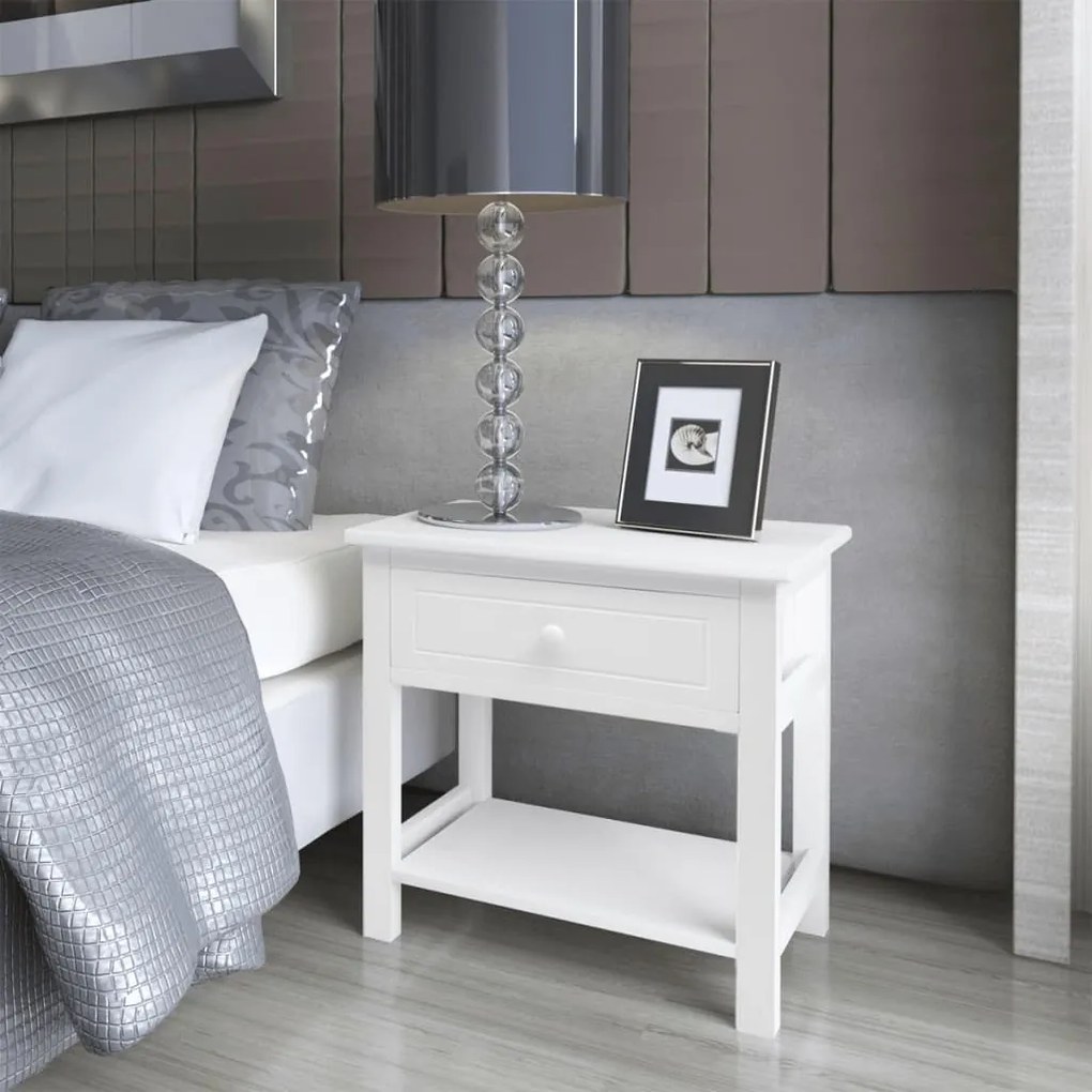 Comodino İn Legno Bianco /