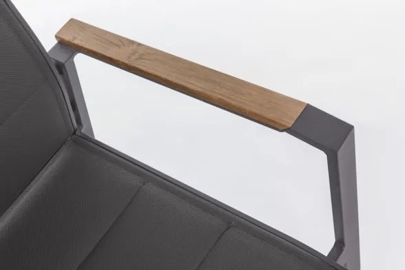 Sedie Da Esterno In Alluminio Con Braccioli In Legno E Seduta In Textilene Bizzotto Kubik Antracite
