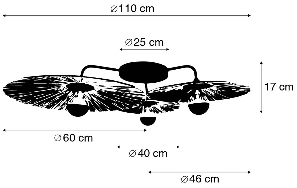 Lampadario rustico nero con corda 3 luci - Leia