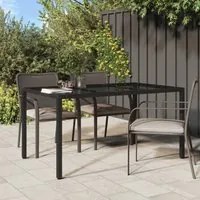 Tavolo Giardino 150x90x75 cm Vetro Temperato e Polyrattan Nero 316706