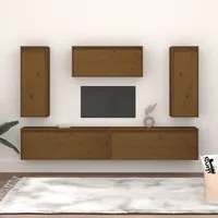 Mobili Porta TV 5 pz Miele in Legno Massello di Pino 3100247