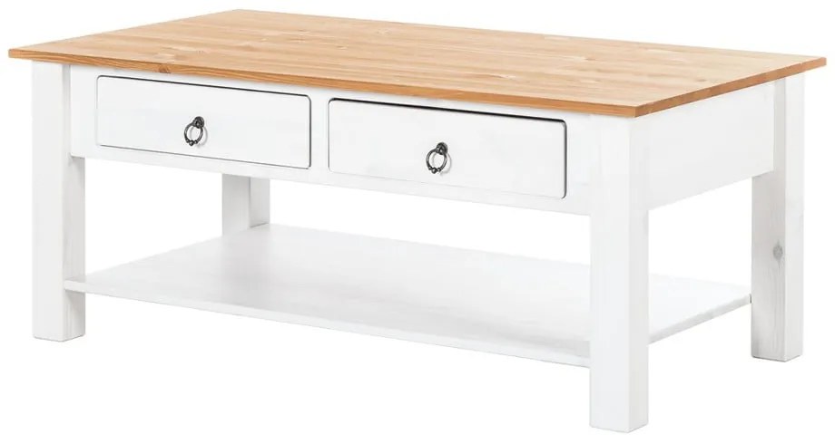 Tavolino in pino bianco con piano in Inda naturale Inga - Støraa