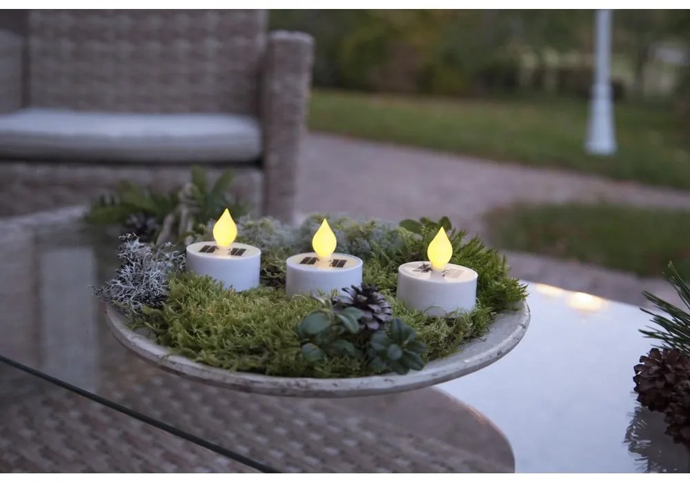 Candele a LED in set con alimentazione a pannelli solari da esterno 3 pz (altezza totale 5,5 cm) Saul – Star Trading