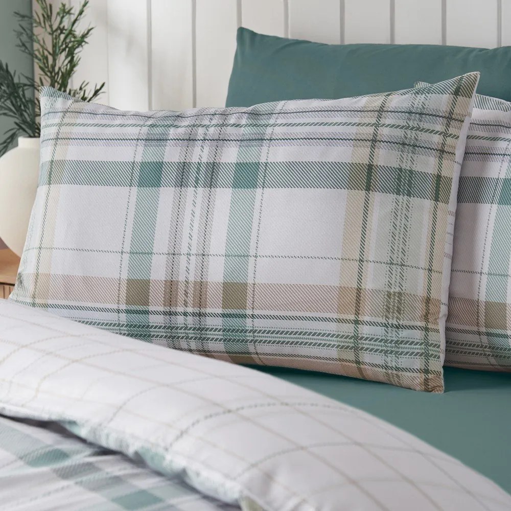 Set copripiumino e federa verde per letto singolo 135x200 cm Cartmel Check – Catherine Lansfield