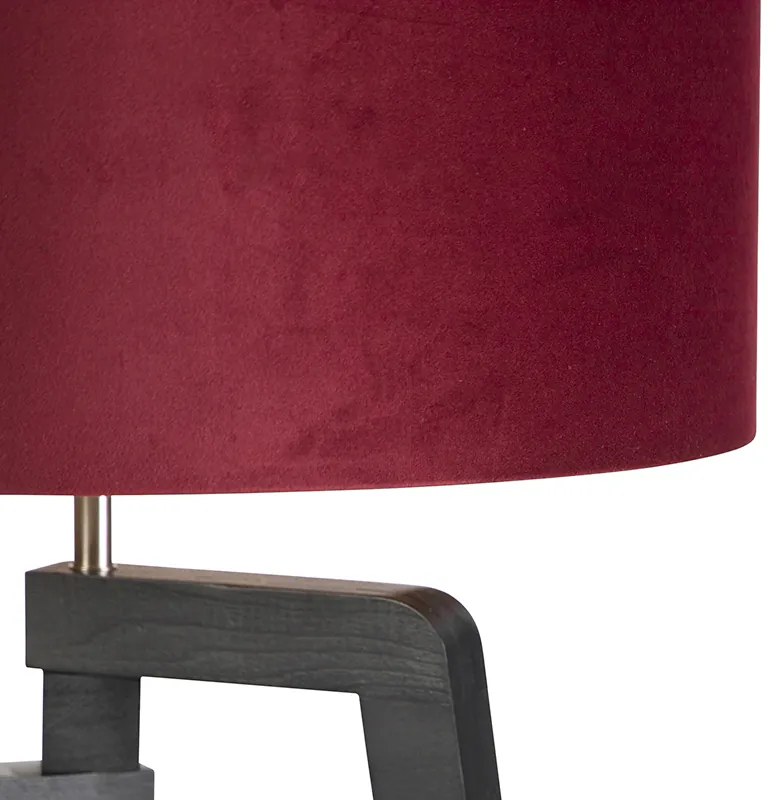 Lampada da terra treppiede nera con paralume rosso e oro 50 cm - Puros