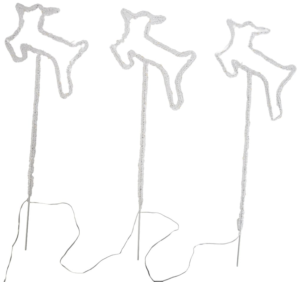 Set di 3 faretti natalizi cervo bianco con LED e timer IP44 - Shika