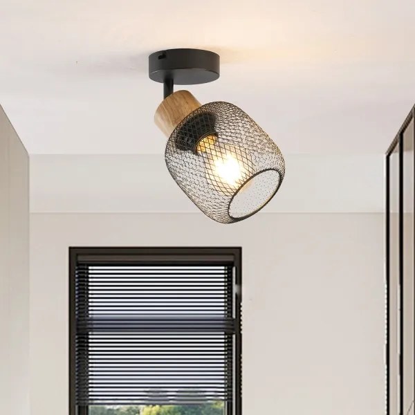 Brilagi - Faretto da parete BASKLITE 1xE27/15W/230V legno di hevea/nero