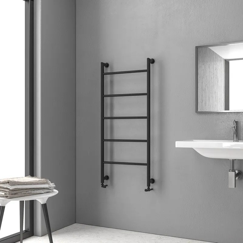 Kamalu - termoarredo scalda salviette 1200x560mm colore nero opaco kam-d6012n