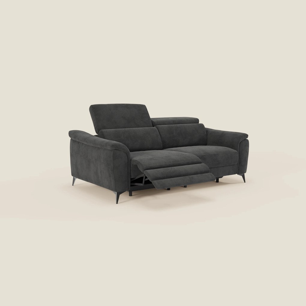 Arcos Divano 3 posti - piedini alti e poggiatesta reclinabili in microfibra impermeabile T11 nero