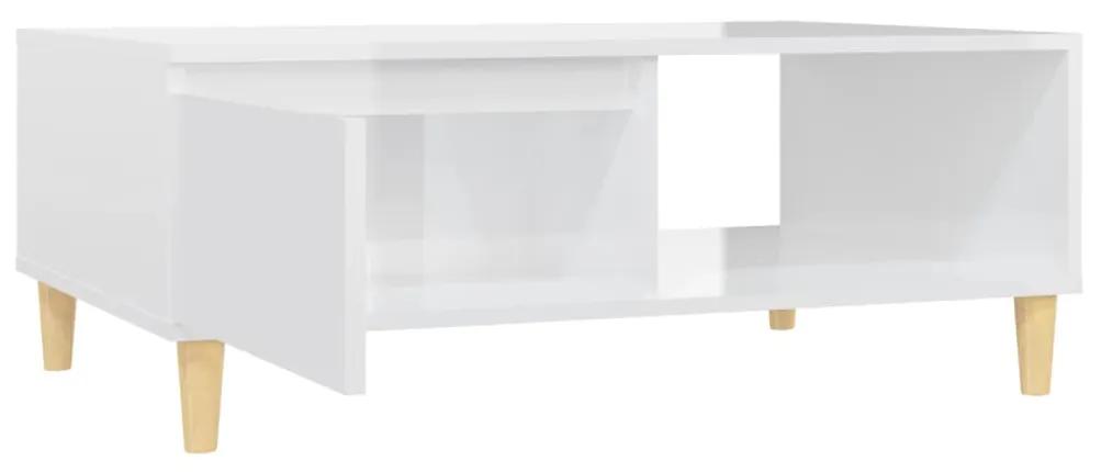 Tavolino da salotto bianco lucido 90x60x35 cm in truciolato