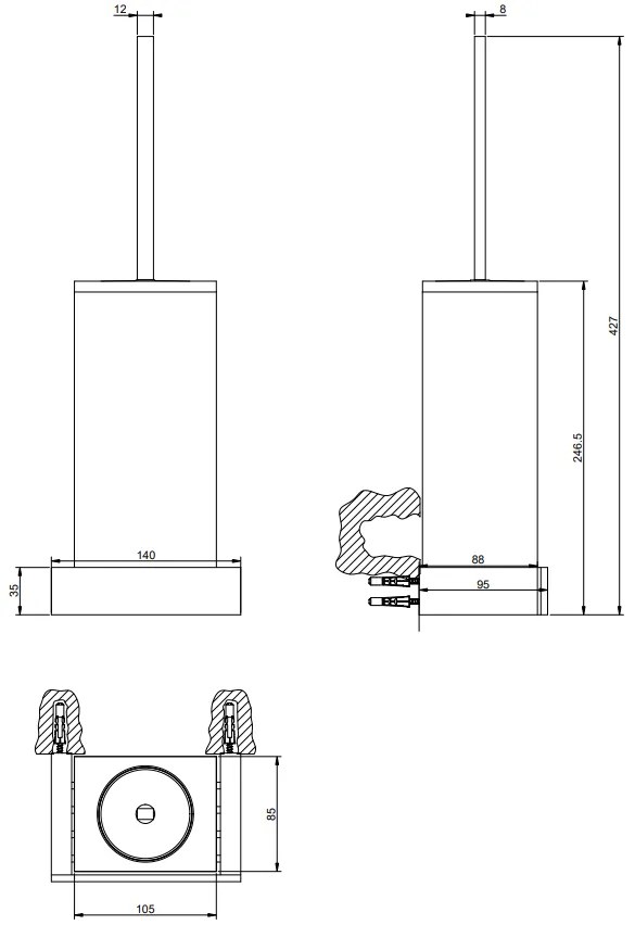 Portascopino wc a parete bianco Inverso 20819 Gessi