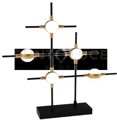 Lampada da tavolo molecular 5lt nero opaco con oro, led 3000k 12w, ...