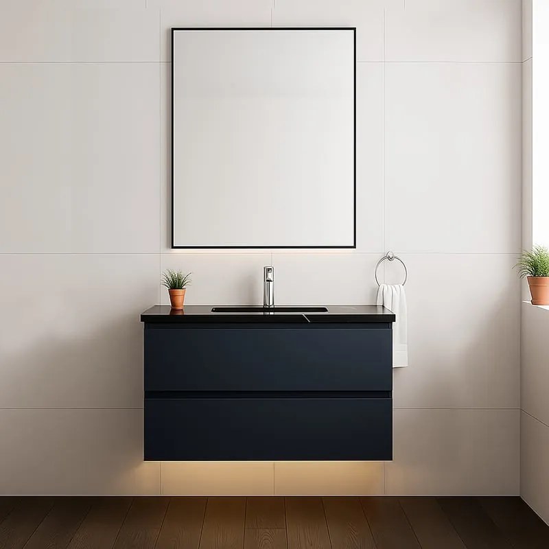 Top per lavabo Marquina L 47 x H 2 x P 27 cm nero marquina pietra, lucido C01